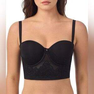 Le Mystere Black 34DD/E Lace Allure Contour Cup Convertible Bustier SEXY Excell